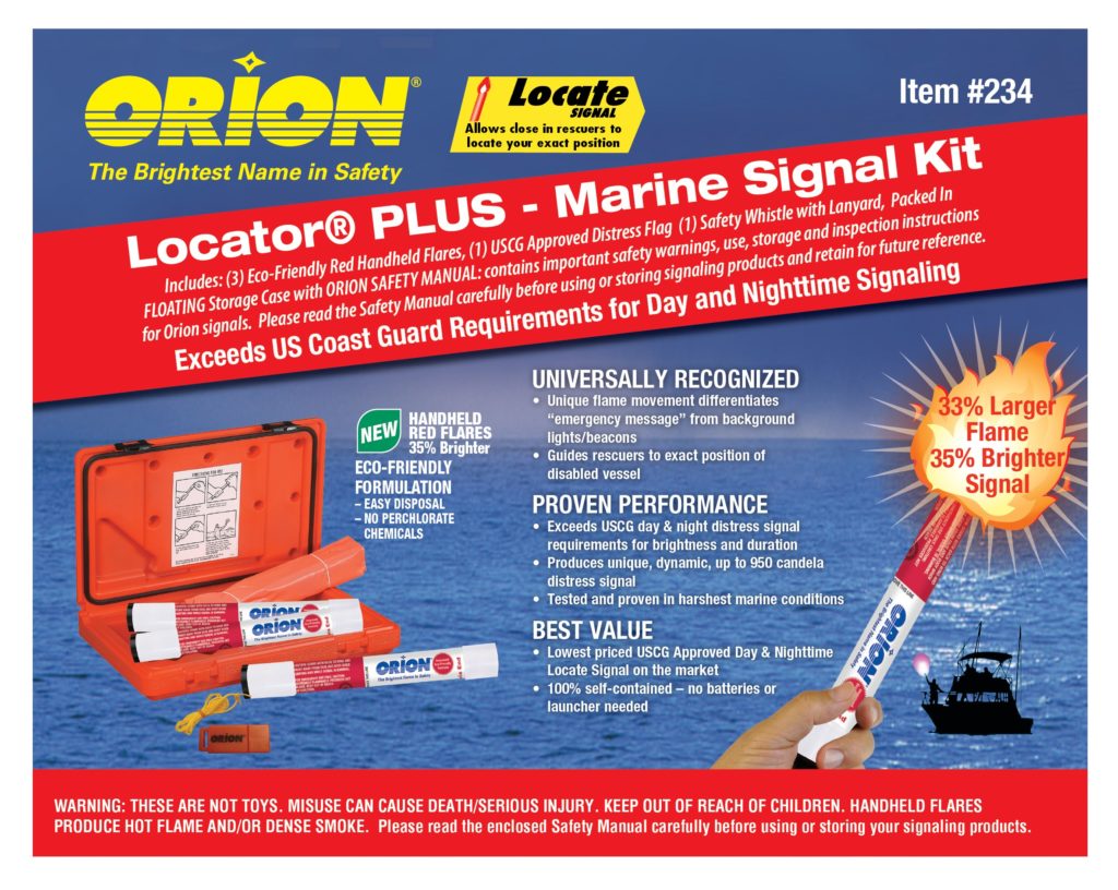Item #234 Locator Plus-3 w/Whistle & Flag in Floating Case - Orion Safety